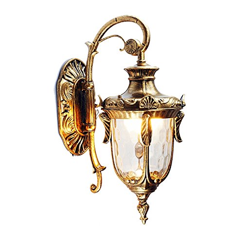 KAIRRY Außenwandleuchten Aussen Wand Lampe Landhaus Bronze Golden Aluminium Antik Retro E27 Nordisch Alt Aussenwandlampe Led Vintage Rustikal Außenlampe Glas Wandleuchte Schutz Bewertung: IP42 von KAIRRY