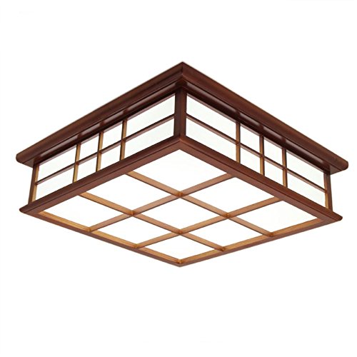 Deckenleuchte Mahagoni Deckenlampe Holz Licht Quadratisch Deckenleuchte Einfach Modern Stil LED Deckenleuchte Wohnzimmer Schlafzimmer Balkon Innenlicht ( Color : Three Color Light , Größe : 35CM ) von KAIRRY