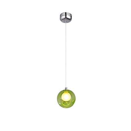 KAIRRY Kronleuchter Pendel Leuchter Hängeleuchte Pendelleuchte Farbige Bubble Ball Lampe Glas Esszimmerlampe Für Mehrflammige Leuchten Buntglas Höhenverstellbare 100CM (Color : Single head Green) von KAIRRY