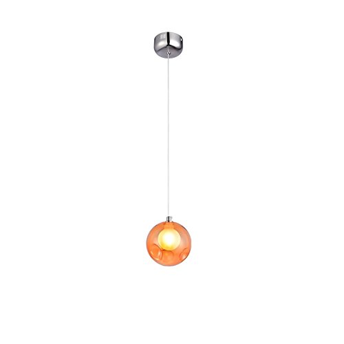 Kronleuchter Pendel Leuchter Hängeleuchte Pendelleuchte Farbige Bubble Ball Lampe Glas Esszimmerlampe Für Mehrflammige Leuchten Buntglas Höhenverstellbare 100CM (Single head Orange) von KAIRRY
