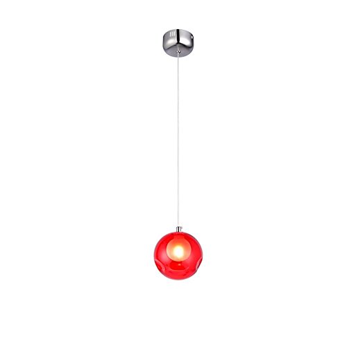 KAIRRY Kronleuchter Pendel Leuchter Hängeleuchte Farbige Bubble Ball Lampe Glas Esszimmerlampe Für Mehrflammige Leuchten Buntglas Esszimmer Licht Höhenverstellbare 100CM (Color : Single head Red) von KAIRRY