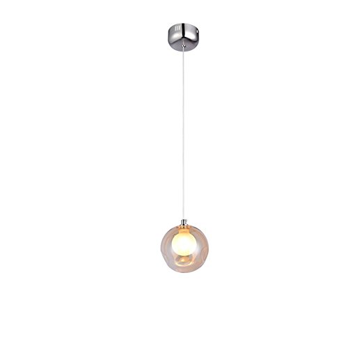 Kronleuchter Pendel Leuchter Hängeleuchte Pendelleuchte Farbige Bubble Ball Lampe Glas Esszimmerlampe Für Mehrflammige Leuchten Buntglas Höhenverstellbare 100CM (Color : Single head Amber) von KAIRRY