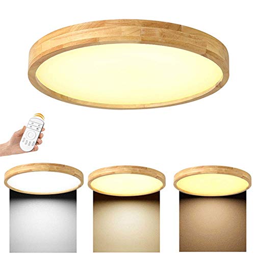 LED Deckenleuchte Nordic Modern Holz Deckenlampe Runde Holz Lampe Eiche Decke Leuchte für Wohnzimmer Schlafzimmer Esszimmer Büro Kinderzimmer Leuchte Decke Licht (Größe : 40cm 20w) [Energieklasse A++] von KAIRRY