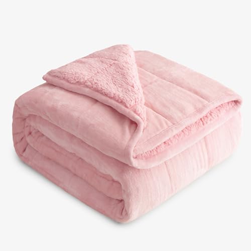 Kaisa Sherpa-Gewichtsdecke, 6,8 kg, Doppelgröße, Keramikperlenfüllung, schwere Umzugsdecke, 122 x 183 cm, für Bett oder Couch oder Reisen, Rosa, maschinenwaschbar von Kaisa