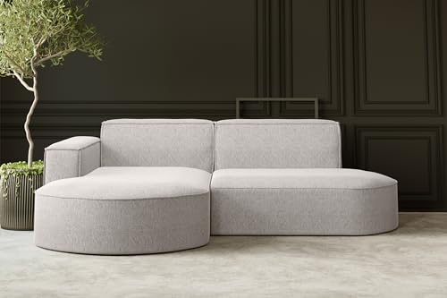 Kaiser Möbel, Ecksofa, Schlafsofa, Sofa Modena Studio Parma, Modern Design Couch, Polsterecke, Freistehend Sofa Wohnzimmer, Stoff Verita Beige Links von Kaiser Möbel