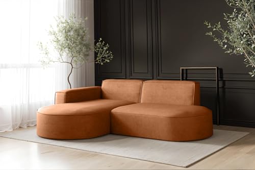 Kaiser Möbel Modena Studio Ecksofa L-Form – Modernes Design Sofa mit HR-Schaum, Velours Salvador, Freistehend für Wohnzimmer Braun, Links von Kaiser Möbel