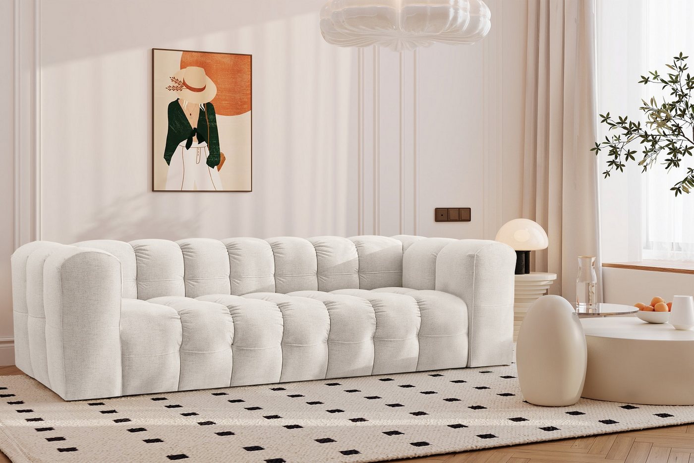 Kaiser Möbel 4-Sitzer Sofa Komfort Couch BALOO, stoff Schenille & Bouclé, modernes Design, Water-Repellent-Bezug, langlebige Konstruktion von Kaiser Möbel
