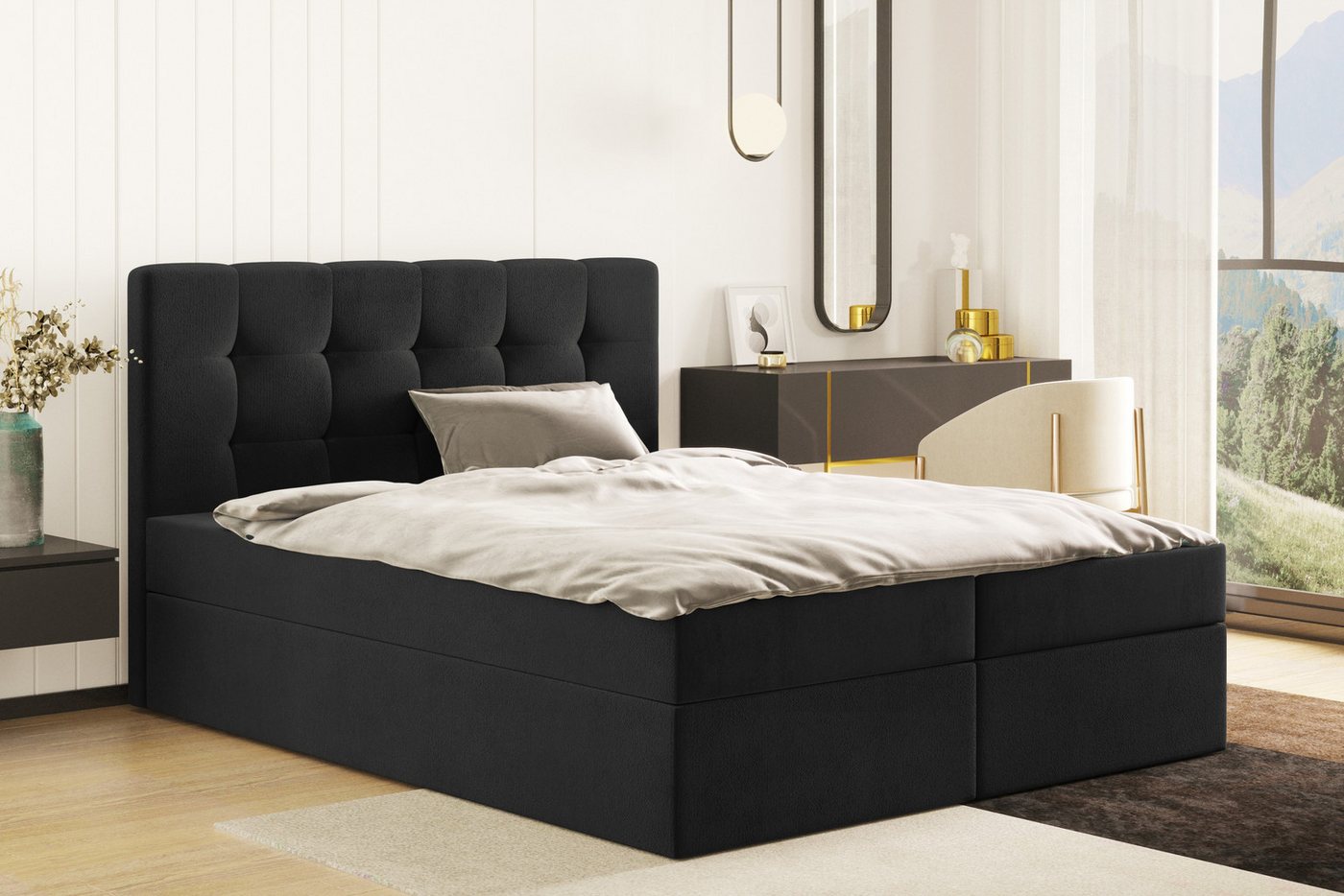 Kaiser Möbel Boxspringbett mit matratze LUDANO stoff Cosmic, Viele Größen und Farben, Bettzeug-Container von Kaiser Möbel