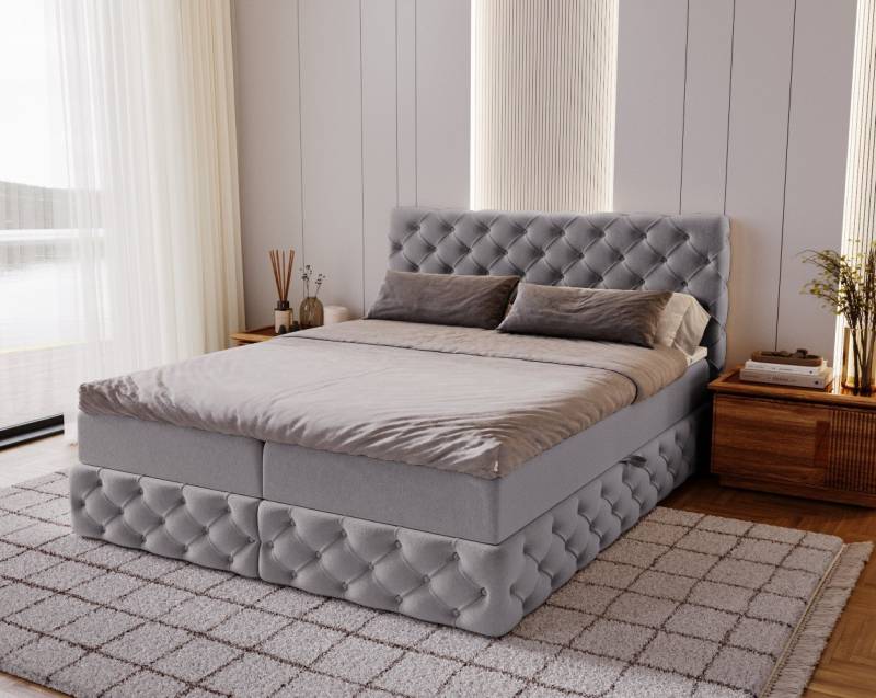 Kaiser Möbel Boxspringbett Chesterfield-Kontinentalbett Luxury Stoff Royal Velvet, Bettkasten und Topper und Matratze von Kaiser Möbel