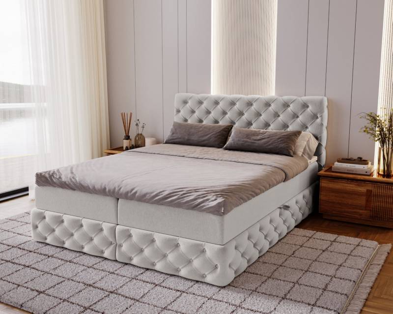 Kaiser Möbel Boxspringbett Chesterfield-Kontinentalbett Luxury Stoff Royal Velvet, Bettkasten und Topper und Matratze von Kaiser Möbel