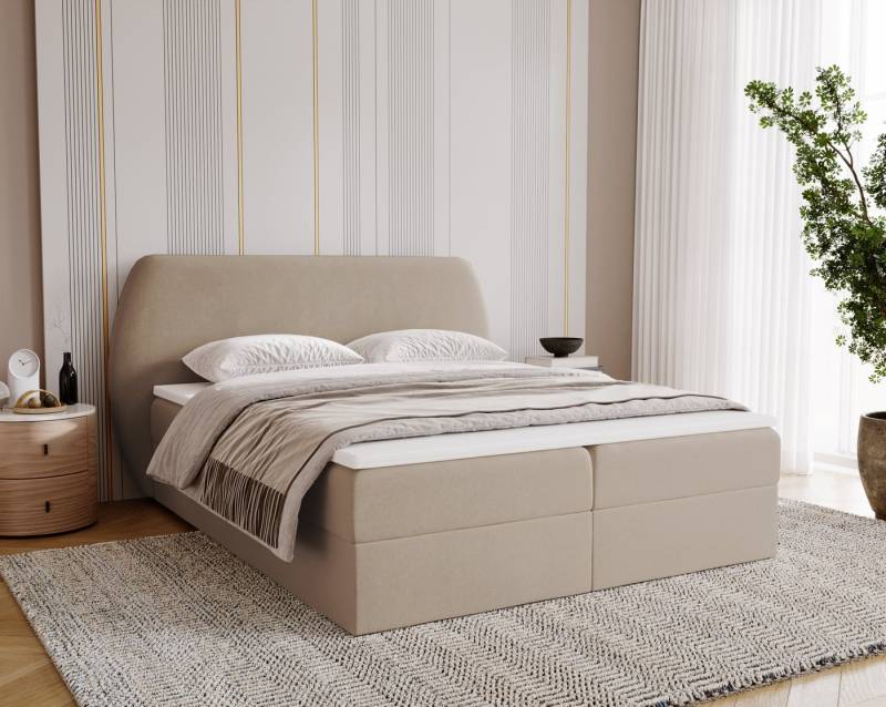 Kaiser Möbel Boxspringbett Schlafzimmerbett Bloom mit abgerundetem Kopfteil, Stoff Komodo, zwei Bettkasten, Topper, inklusive Matratze Kaiser Möbel Boxspringbett Schlafzimmerbett Bloom mit abgerundetem Kopfteil, Stoff Komodo, zwei Bettkasten, Topper, inklusive Matratze von Kaiser Möbel