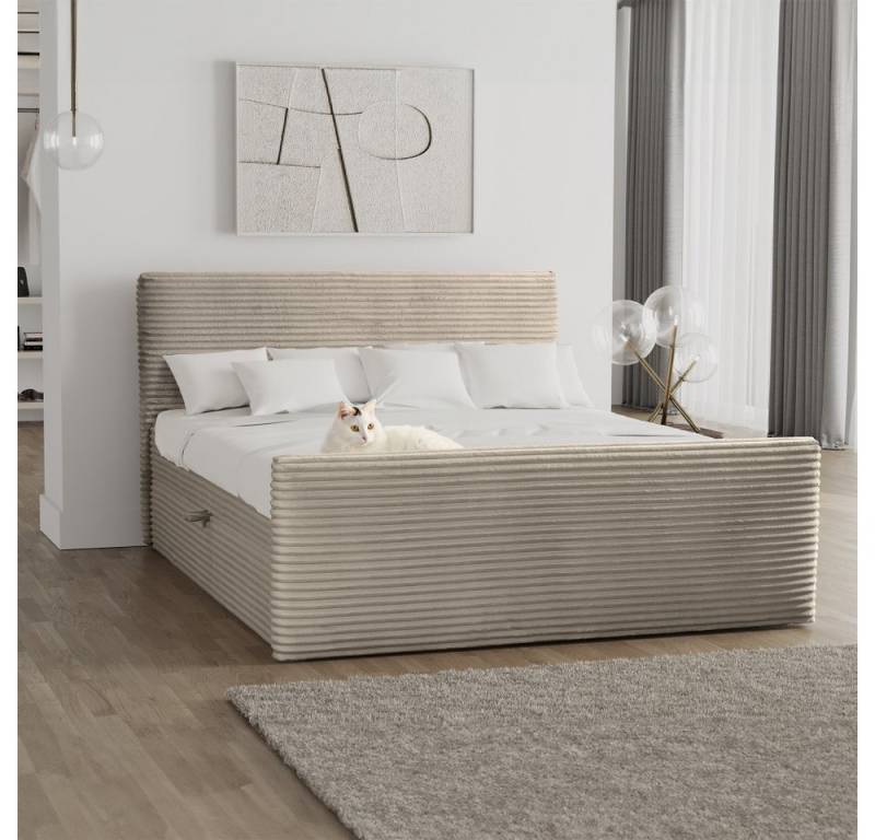 Kaiser Möbel Boxspringbett Trento mit Bettkasten, Topper und Bonellmatratze, VELO Stoff (Komplett-Set (Bettgestell, Matratze, Topper), mit Topper mit Bettkasten antibakterieller Bezug einfache Montage von Kaiser Möbel
