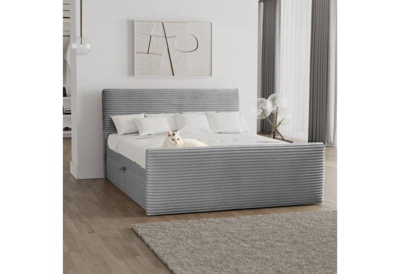 Kaiser Möbel Boxspringbett Trento mit Bettkasten, Topper und Bonellmatratze, VELO Stoff (Komplett-Set (Bettgestell, Matratze, Topper), mit Topper mit Bettkasten antibakterieller Bezug einfache Montage von Kaiser Möbel
