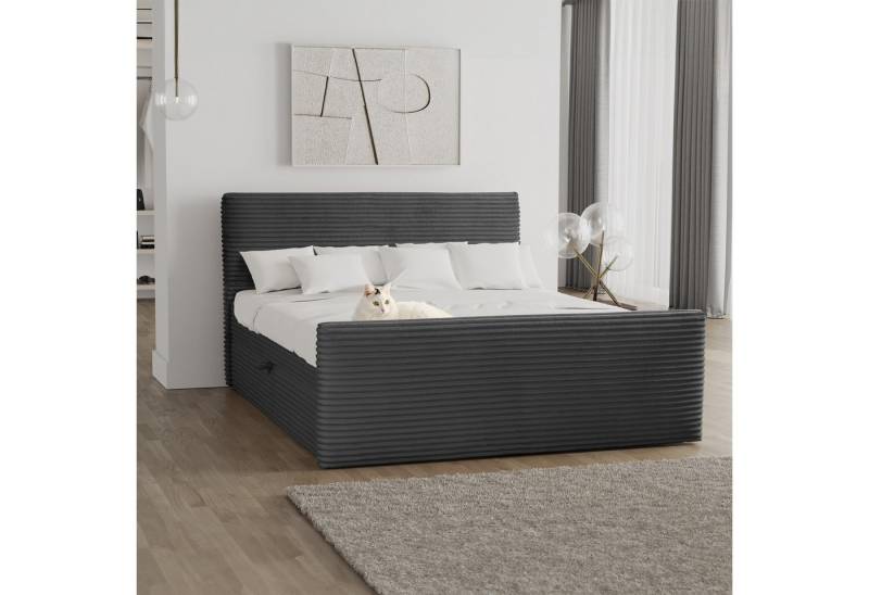 Kaiser Möbel Boxspringbett Trento mit Bettkasten, Topper und Bonellmatratze, VELO Stoff (Komplett-Set (Bettgestell, Matratze, Topper), mit Topper mit Bettkasten antibakterieller Bezug einfache Montage von Kaiser Möbel