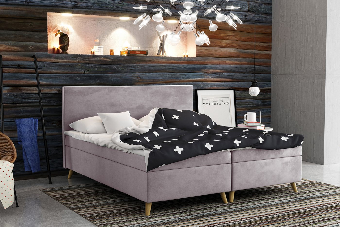 Kaiser Möbel Boxspringbett BELLA mit Bettkasten, Matratze + Topper, Riviera Stoff, Größen (Bett mit Matratze und Topper), Bettkasten, Topper,Elegantes Kopfteil mit Paspel Kaiser Möbel Boxspringbett BELLA mit Bettkasten, Matratze + Topper, Riviera Stoff, Größen (Bett mit Matratze und Topper), Bettkasten, Topper,Elegantes Kopfteil mit Paspel von Kaiser Möbel