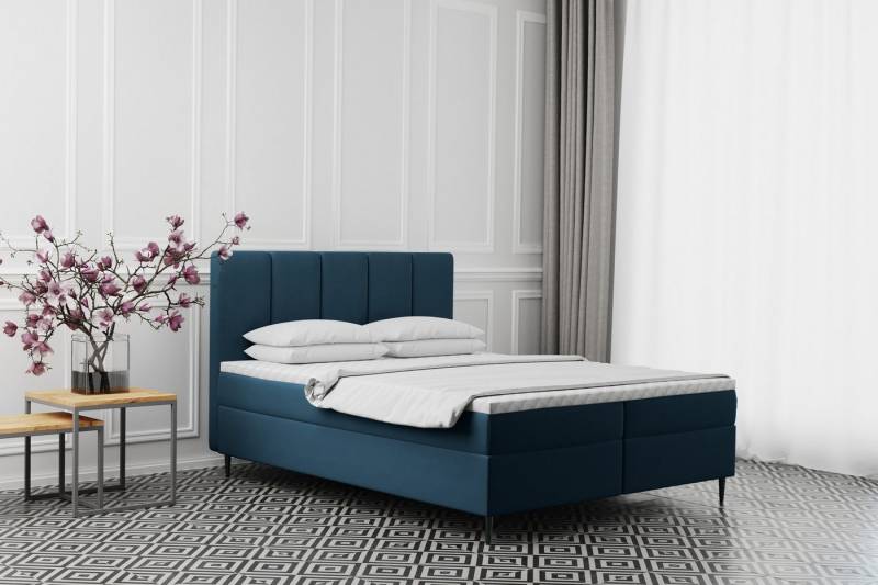 Kaiser Möbel Boxspringbett ADEL mit Bettkasten und Matratze – Stoff Monolith Komfort (Komplett-Set mit Matratze und Bettkasten), Zwei Bettkästen mit Hebefunktion,Bezug aus Mikrofaser von Kaiser Möbel