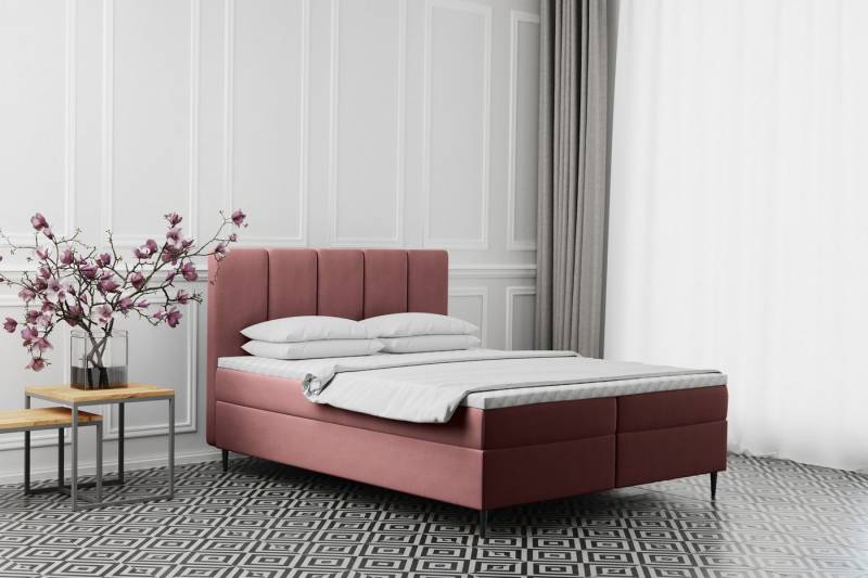 Kaiser Möbel Boxspringbett ADEL mit Bettkasten und Matratze – Stoff Monolith Komfort (Komplett-Set mit Matratze und Bettkasten), Zwei Bettkästen mit Hebefunktion,Bezug aus Mikrofaser von Kaiser Möbel