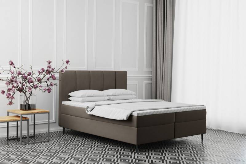 Kaiser Möbel Boxspringbett ADEL mit Bettkasten und Matratze – Stoff Monolith Komfort (Komplett-Set mit Matratze und Bettkasten), Zwei Bettkästen mit Hebefunktion,Bezug aus Mikrofaser von Kaiser Möbel