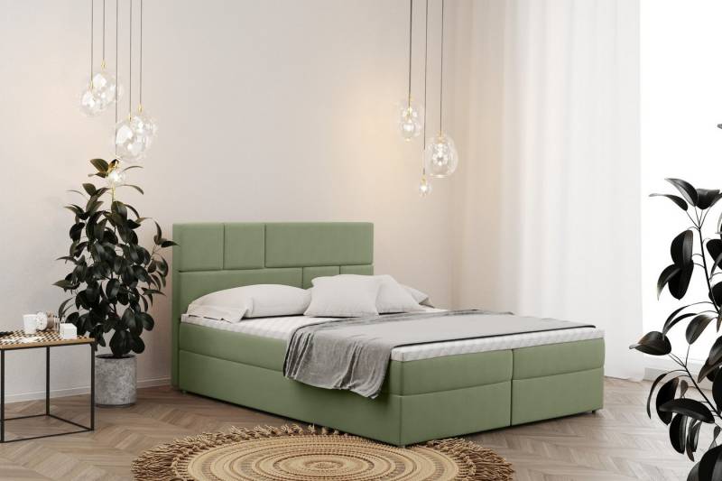 Kaiser Möbel Boxspringbett mit bettkasten matratze BALI stoff Mat Velvet, Bonell-Matratze, Große Auswahl an Größen, Overlay-Deckel von Kaiser Möbel