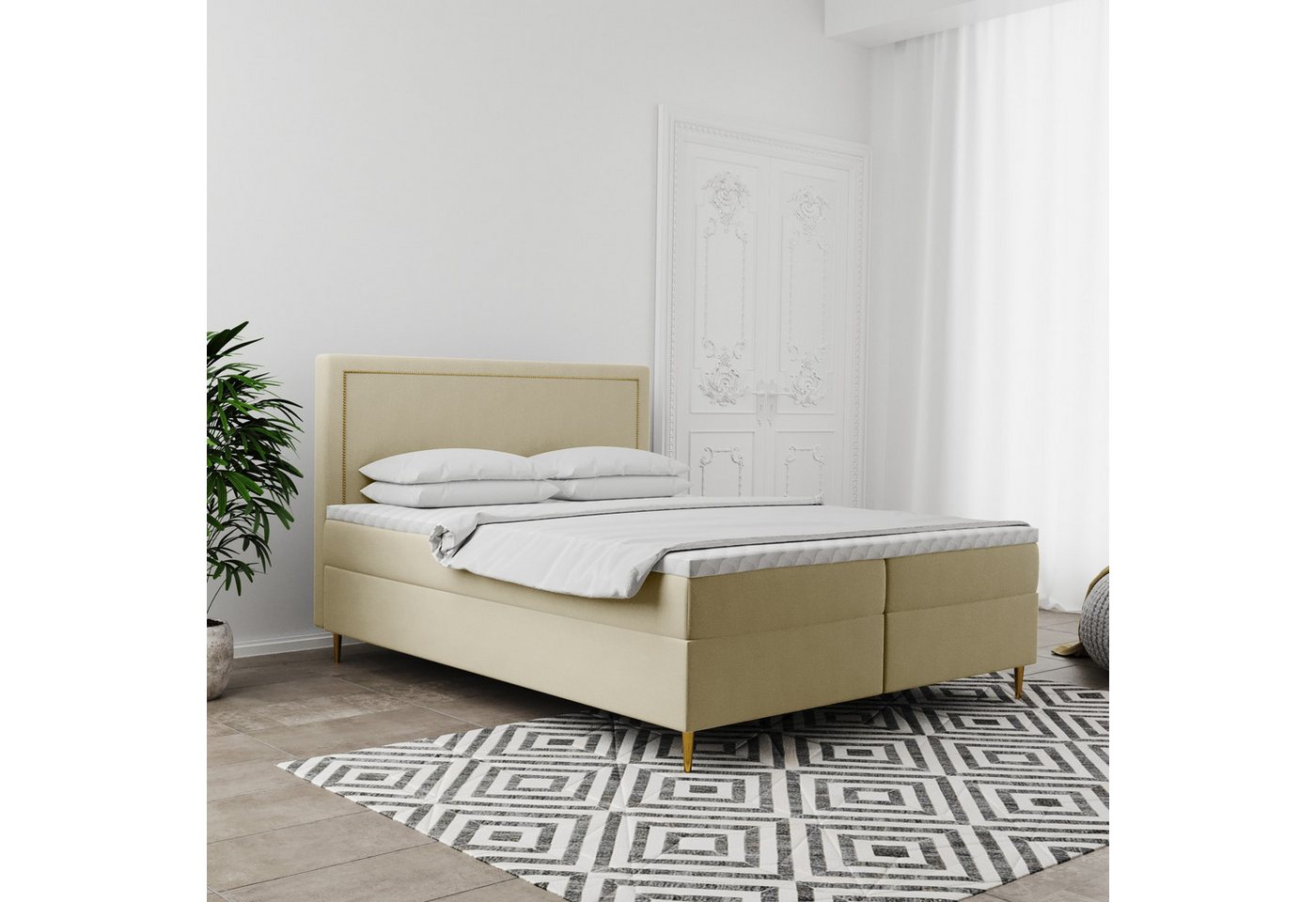 Kaiser Möbel Boxspringbett mit bettkasten matratze topper GOLDEN, Matratze und Topper von Kaiser Möbel