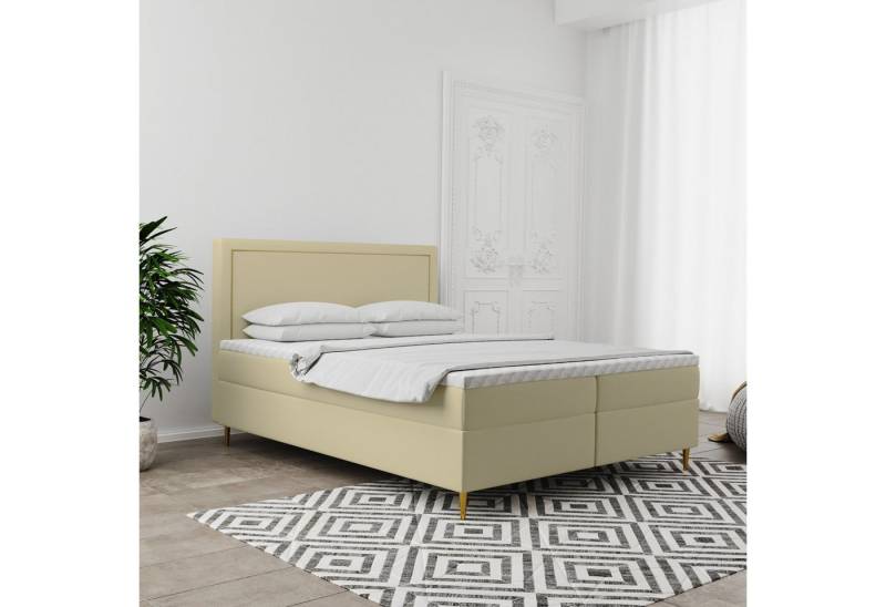 Kaiser Möbel Boxspringbett GOLDEN mit Bettkasten, Matratze & Topper – Velvet Stoff, viele Farben (Boxspringbett mit Matratze und Topper,Komplettset), Goldene Metallfüße,Kaltschaumauflage,Verziertes Kopfteil Kaiser Möbel Boxspringbett GOLDEN mit Bettkasten, Matratze & Topper – Velvet Stoff, viele Farben (Boxspringbett mit Matratze und Topper,Komplettset), Goldene Metallfüße,Kaltschaumauflage,Verziertes Kopfteil von Kaiser Möbel