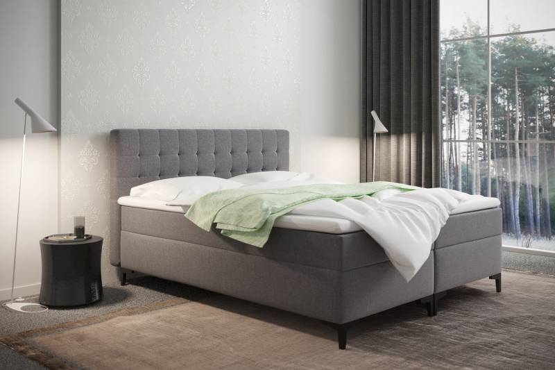 Kaiser Möbel Boxspringbett Denver Bett mit Stauraum und Matratze – Stoff Muna, große Auswahl, Bonellmatratze, Behälter für Bettzeug,verschiedene Größen von Kaiser Möbel