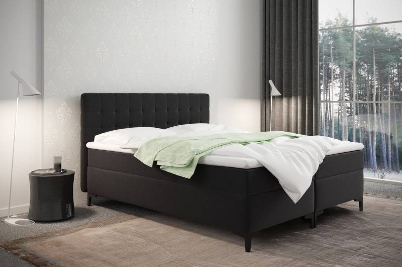 Kaiser Möbel Boxspringbett Denver Bett mit Stauraum und Matratze – Stoff Muna, große Auswahl, Bonellmatratze, Behälter für Bettzeug,verschiedene Größen von Kaiser Möbel