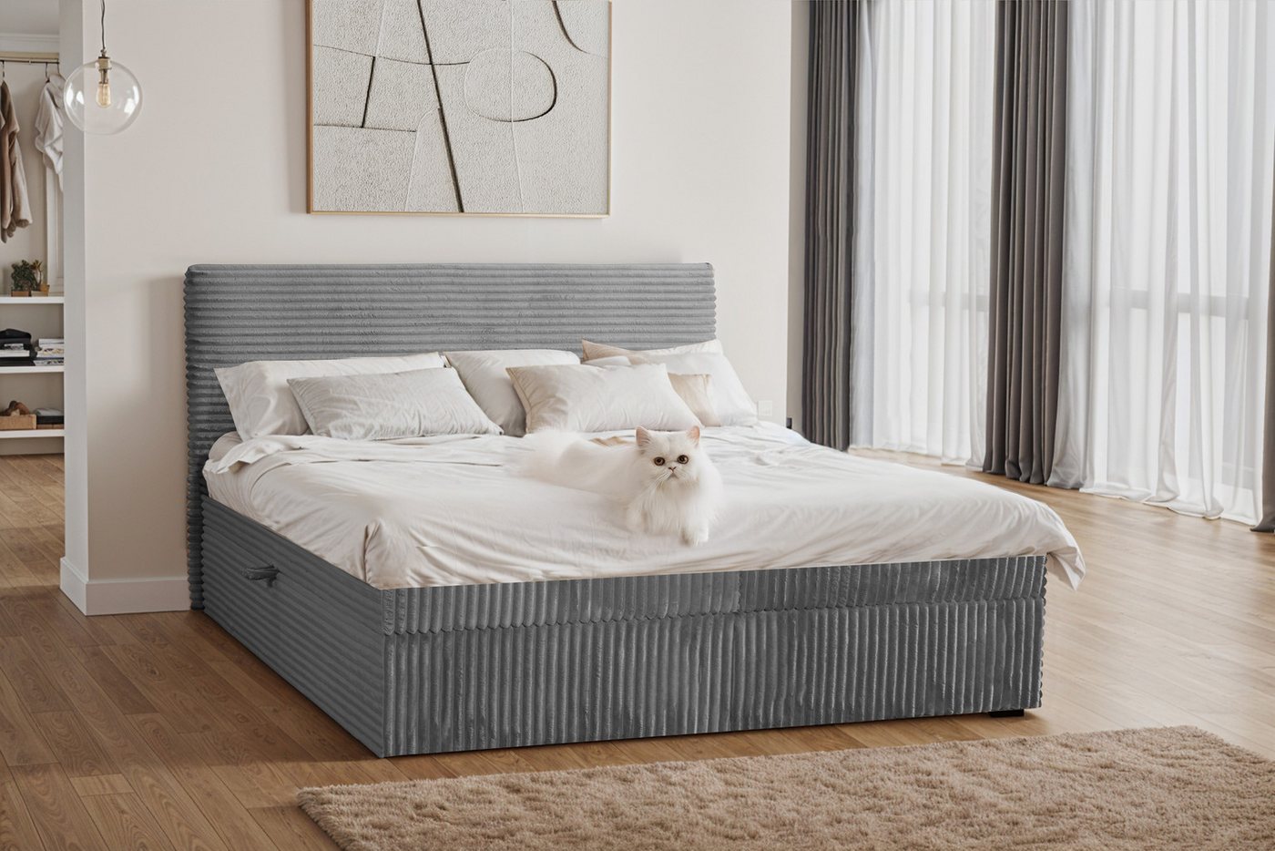 Kaiser Möbel Boxspringbett mit bettkasten und topper TRENTO, ohne Bein stoff Plüsch Cord, Matratze und Topper, Mehrere Größen, Viele Farben, Bettkasten Kaiser Möbel Boxspringbett mit bettkasten und topper TRENTO, ohne Bein stoff Plüsch Cord, Matratze und Topper, Mehrere Größen, Viele Farben, Bettkasten von Kaiser Möbel