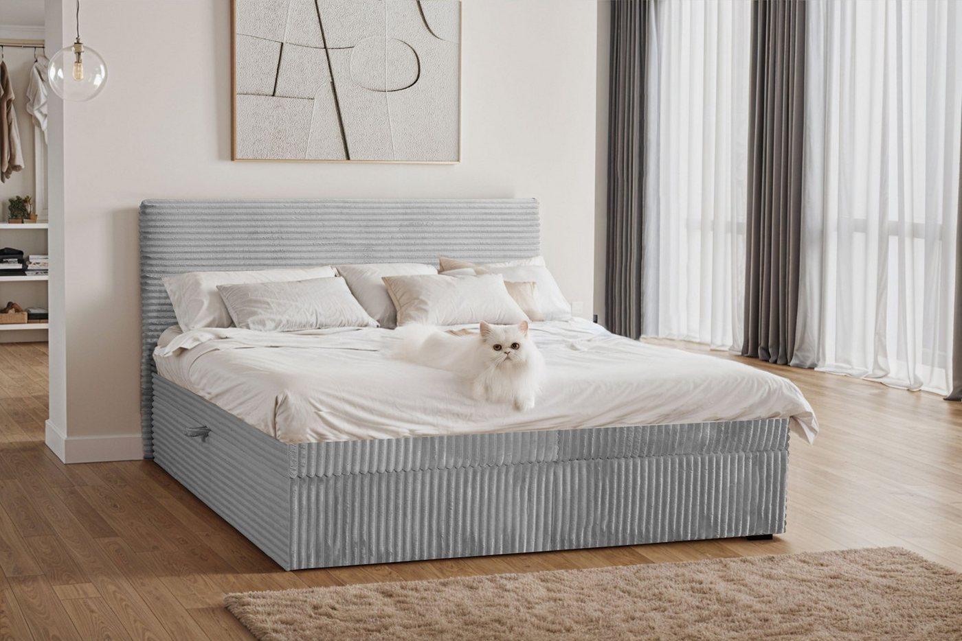 Kaiser Möbel Boxspringbett mit bettkasten und topper TRENTO, ohne Bein stoff Plüsch Cord, Matratze und Topper, Mehrere Größen, Viele Farben, Bettkasten Kaiser Möbel Boxspringbett mit bettkasten und topper TRENTO, ohne Bein stoff Plüsch Cord, Matratze und Topper, Mehrere Größen, Viele Farben, Bettkasten von Kaiser Möbel