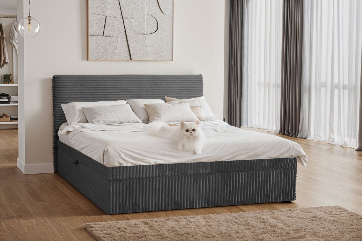 Kaiser Möbel Boxspringbett mit bettkasten und topper TRENTO, ohne Bein stoff Plüsch Cord, Matratze und Topper, Mehrere Größen, Viele Farben, Bettkasten Kaiser Möbel Boxspringbett mit bettkasten und topper TRENTO, ohne Bein stoff Plüsch Cord, Matratze und Topper, Mehrere Größen, Viele Farben, Bettkasten von Kaiser Möbel