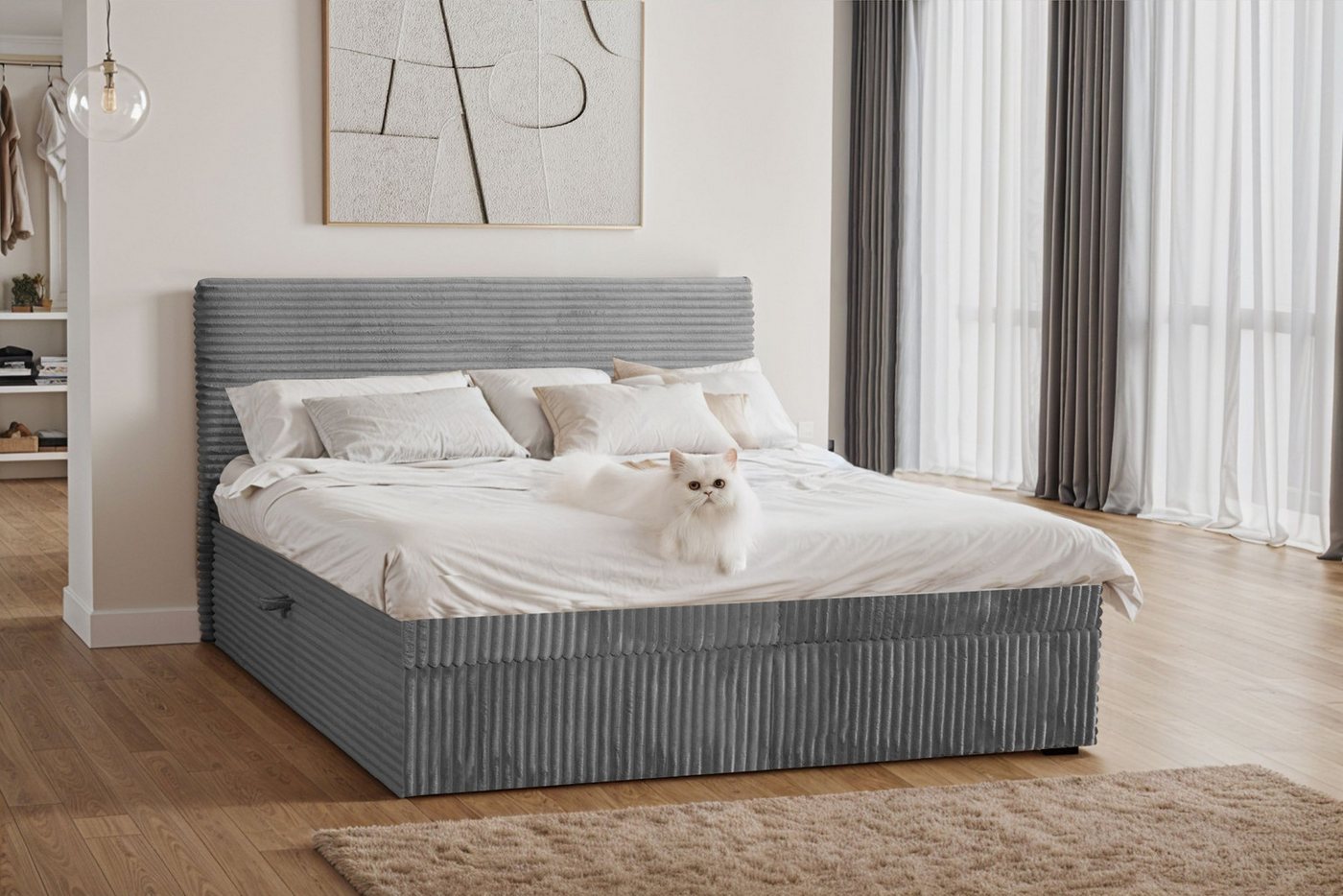 Kaiser Möbel Boxspringbett mit bettkasten und topper TRENTO, ohne Bein stoff Plüsch Cord, Matratze und Topper, Mehrere Größen, Viele Farben, Bettkasten Kaiser Möbel Boxspringbett mit bettkasten und topper TRENTO, ohne Bein stoff Plüsch Cord, Matratze und Topper, Mehrere Größen, Viele Farben, Bettkasten von Kaiser Möbel