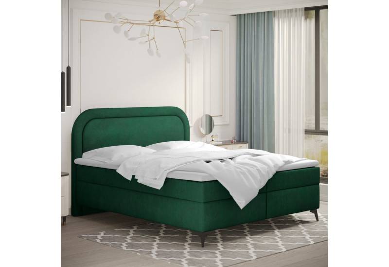 Kaiser Möbel Boxspringbett Valentino mit Bettkasten, Topper und Bonellmatratze – edles Design (Bettgestell mit Matratze und Topper, Set aus Bettgestell, Matratze und Topper), Visko-Topper,Stauraum unter Lattenrost,Silberner Bezug,Hoher Komfort von Kaiser Möbel
