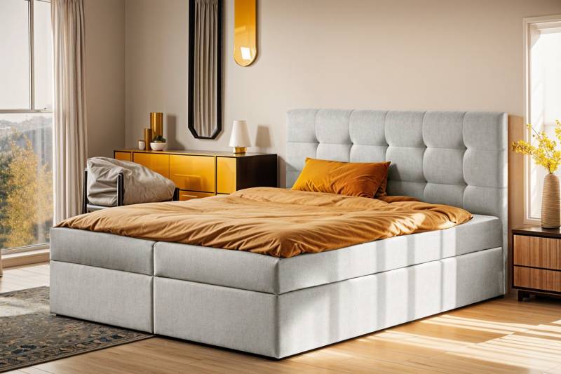 Kaiser Möbel Boxspringbett mit matratze und bettkasten, Schlafbett LUDANO stoff Noel, Inklusive zwei Containern, zwei Matratzen, Topper-Bezug von Kaiser Möbel