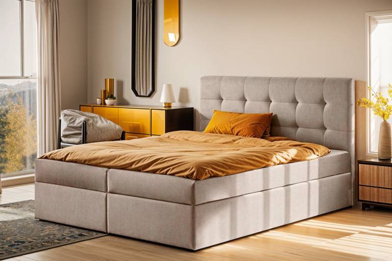 Kaiser Möbel Boxspringbett mit matratze und bettkasten, Schlafbett LUDANO stoff Noel, Inklusive zwei Containern, zwei Matratzen, Topper-Bezug Kaiser Möbel Boxspringbett mit matratze und bettkasten, Schlafbett LUDANO stoff Noel, Inklusive zwei Containern, zwei Matratzen, Topper-Bezug von Kaiser Möbel