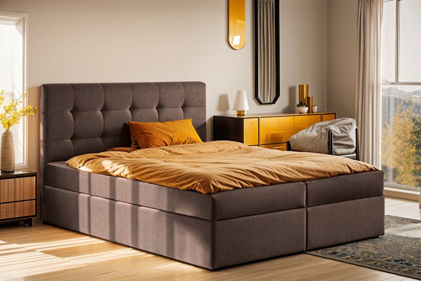 Kaiser Möbel Boxspringbett mit matratze und bettkasten, Schlafbett LUDANO stoff Noel, Inklusive zwei Containern, zwei Matratzen, Topper-Bezug Kaiser Möbel Boxspringbett mit matratze und bettkasten, Schlafbett LUDANO stoff Noel, Inklusive zwei Containern, zwei Matratzen, Topper-Bezug von Kaiser Möbel