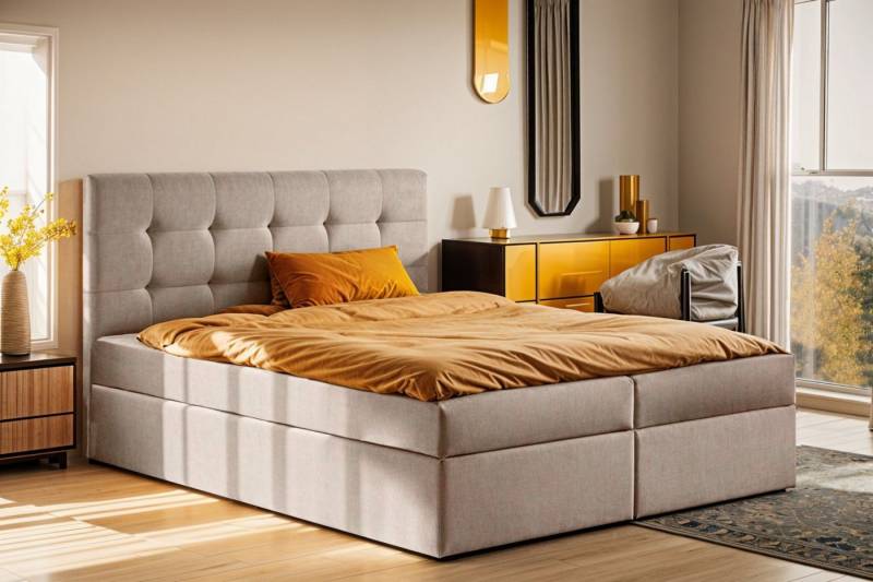 Kaiser Möbel Boxspringbett mit matratze und bettkasten, Schlafbett LUDANO stoff Noel, Inklusive zwei Containern, zwei Matratzen, Topper-Bezug Kaiser Möbel Boxspringbett mit matratze und bettkasten, Schlafbett LUDANO stoff Noel, Inklusive zwei Containern, zwei Matratzen, Topper-Bezug von Kaiser Möbel