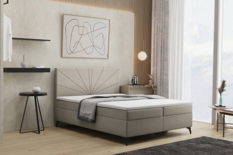 Kaiser Möbel Boxspringbett mit matratze und bettkasten, Schlafbett ROSA soff Riviera, Bettkasten und Topper, Bonell-Matratze, Breite Palette von Farben von Kaiser Möbel