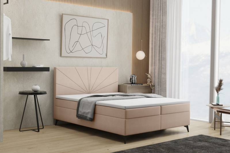 Kaiser Möbel Boxspringbett mit matratze und bettkasten, Schlafbett ROSA soff Riviera, Bettkasten und Topper, Bonell-Matratze, Breite Palette von Farben von Kaiser Möbel