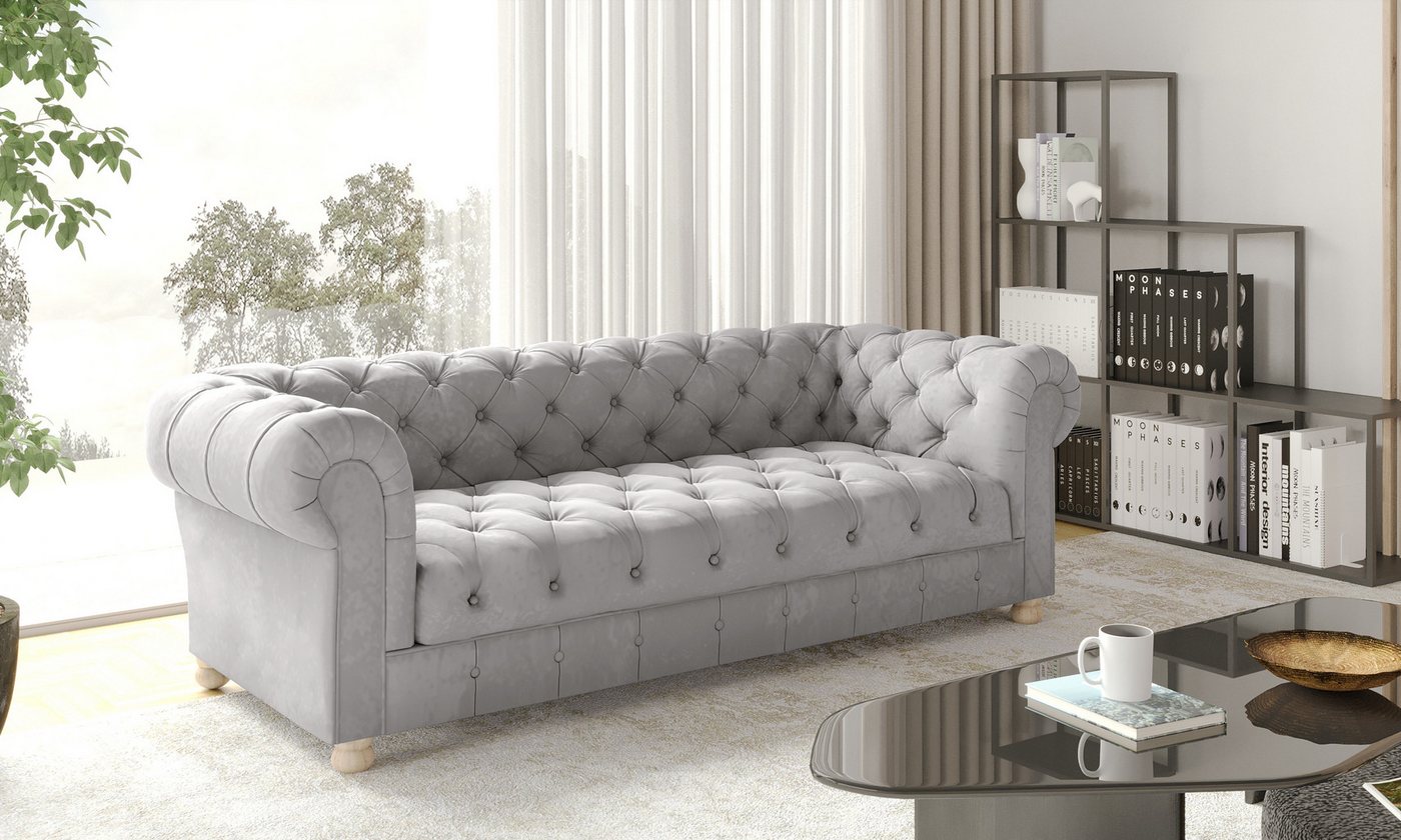 Kaiser Möbel Chesterfield-Sofa Dreisitzer elegant, klassisch, schick in elegantem Whisper-Stoff, Made in Europe Kaiser Möbel Chesterfield-Sofa Dreisitzer elegant, klassisch, schick in elegantem Whisper-Stoff, Made in Europe von Kaiser Möbel