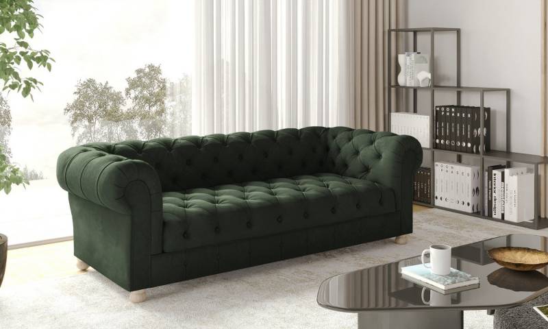 Kaiser Möbel Chesterfield-Sofa Dreisitzer elegant, klassisch, schick in elegantem Whisper-Stoff, Made in Europe von Kaiser Möbel