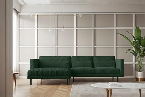 Kaiser Möbel - Ecksofa, Sofa L-Form Designer Dani - Modern Design Couch - Freistehende Sofa Wohnzimmer - Seite Links - Stoff Poso - Farbe Grün - 174x281x83cm von Kaiser Möbel