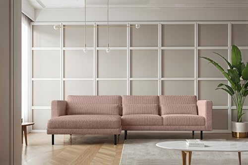 Kaiser Möbel - Ecksofa, Sofa L-Form Designer Dani - Modern Design Couch - Freistehende Sofa Wohnzimmer - Seite Links - Stoff Poso - Farbe Rosa - 174x281x83cm von Kaiser Möbel