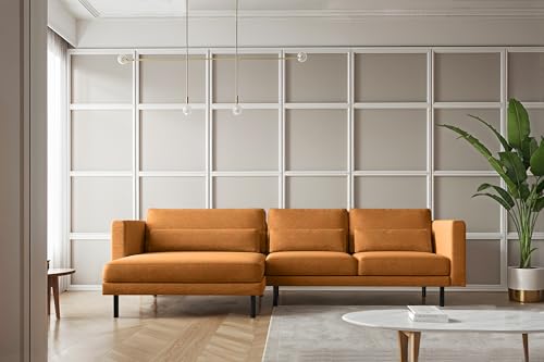 Kaiser Möbel - Ecksofa, Sofa L-Form Designer Dani - Modern Design Couch - Freistehende Sofa Wohnzimmer - Seite Links - Stoff Verita - Farbe Kupfer - 174x281x83cm von Kaiser Möbel