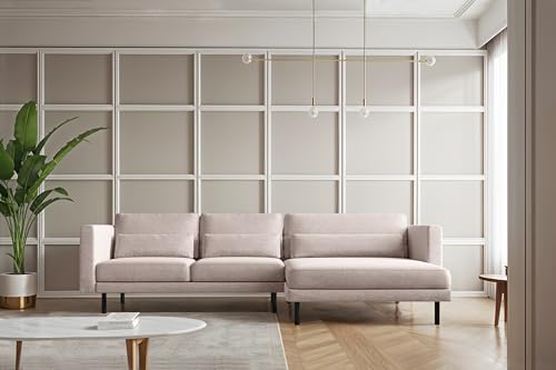 Kaiser Möbel - Ecksofa, Sofa L-Form Designer Dani - Schlafsofa, Modern Design Couch - Freistehende Sofa Wohnzimmer - Seite Rechts - Stoff Verita - Farbe Beige - 174x281x83cm von Kaiser Möbel