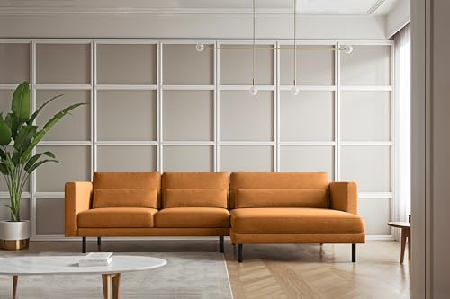 Kaiser Möbel - Ecksofa, Sofa L-Form Designer Dani - Schlafsofa, Modern Design Couch - Freistehende Sofa Wohnzimmer - Seite Rechts - Stoff Verita - Farbe Kupfer - 174x281x83cm von Kaiser Möbel