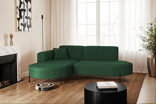 Kaiser Möbel - Ecksofa, Sofa L-Form Designer Modena Rein - Modern Design Couch - Freistehende Sofa Wohnzimmer - Seite Links - Stoff Noel - Farbe Grün - 165x236x78 cm von Kaiser Möbel