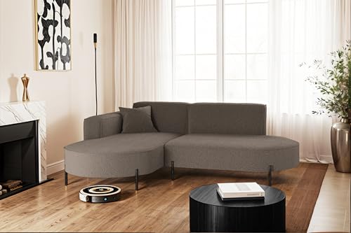 Kaiser Möbel - Ecksofa, Sofa L-Form Designer Modena Rein - Modern Design Couch - Freistehende Sofa Wohnzimmer - Seite Links - Stoff Quelle - Farbe Braun - 165x236x78 cm von Kaiser Möbel