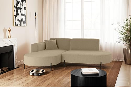 Kaiser Möbel - Ecksofa, Sofa L-Form Designer Modena Rein - Modern Design Couch - Freistehende Sofa Wohnzimmer - Seite Links - Stoff Quelle - Farbe Hellbraun - 165x236x78 cm von Kaiser Möbel