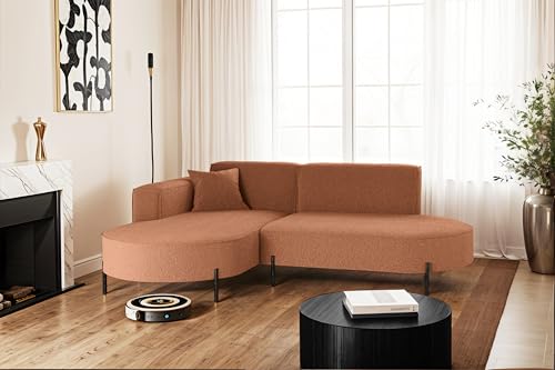 Kaiser Möbel - Ecksofa, Sofa L-Form Designer Modena Rein - Schlafsofa, Modern Design Couch - Freistehende Sofa Wohnzimmer - Seite Links - Stoff Quelle - Farbe Kupfer - 165x236x78 cm von Kaiser Möbel