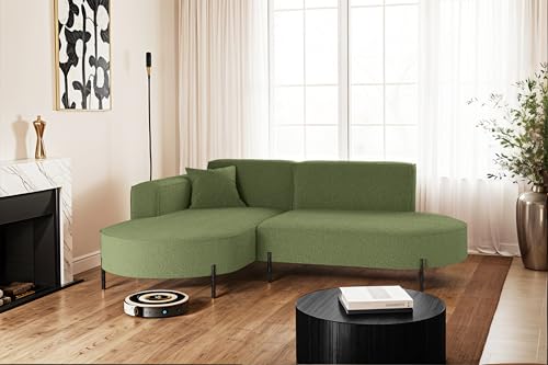 Kaiser Möbel - Ecksofa, Sofa L-Form Designer Modena Rein - Schlafsofa, Modern Design Couch - Freistehende Sofa Wohnzimmer - Seite Links - Stoff Quelle - Farbe Olive - 165x236x78 cm von Kaiser Möbel